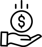 A hand catching a coin with a dollar sign from above, symbolizing financial gain or investment.